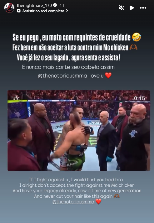 Carlos Prates provoca McGregor após lesão no UFC 329: “Se eu pego, mato” — Federação de Jiu-Jitsu