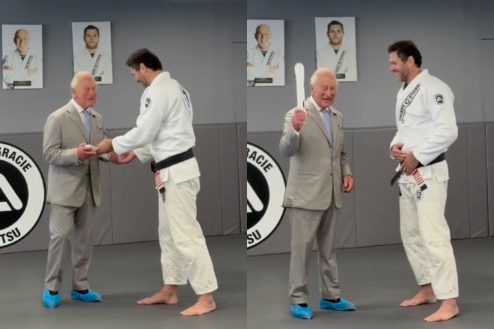 Rei Carlos III Visita a Academia Roger Gracie e Ganha uma Faixa Branca de BJJ — Federação de Jiu-Jitsu