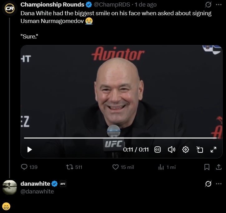 Um sorriso vale mil palavras? Dana alimenta rumores sobre Usman Nurmagomedov no UFC — Federação de Jiu-Jitsu, Brazilian Jiu-Jitsu Federation